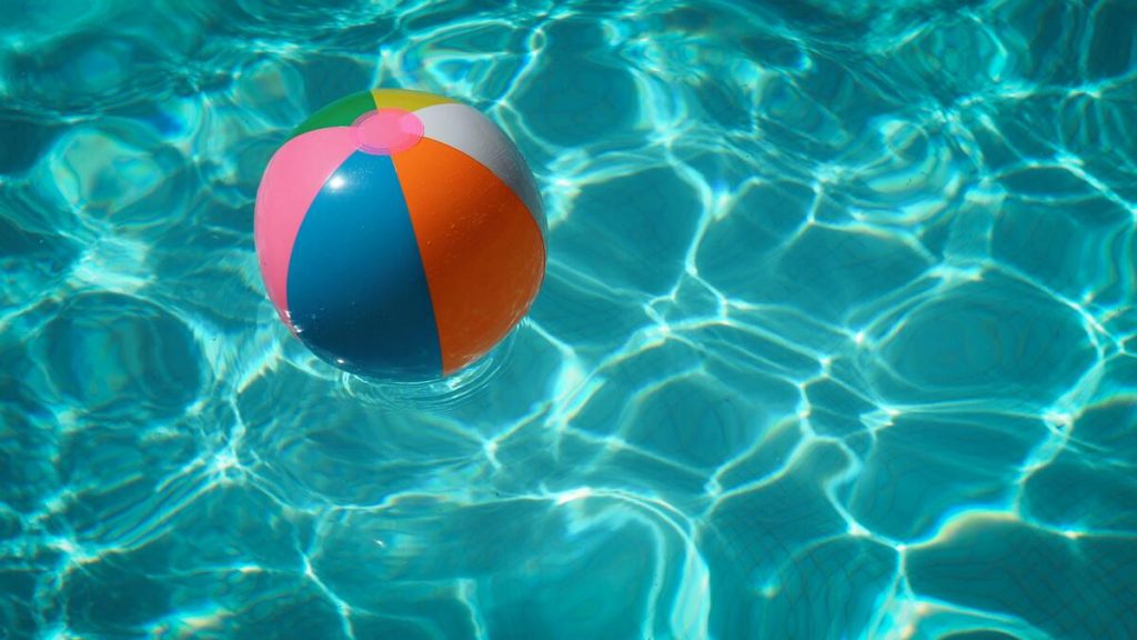 inflatable ball floating in the pool
