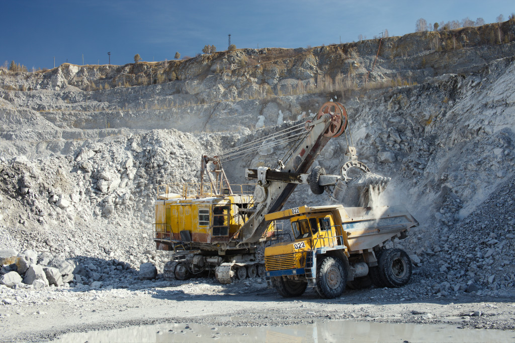 Limestone mining in a quarry