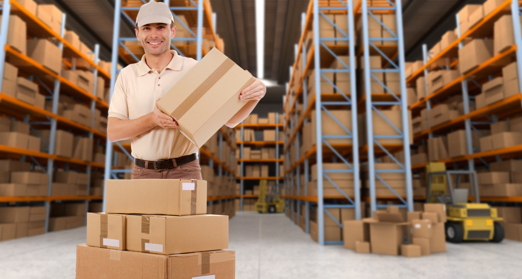 man with parcels smiling